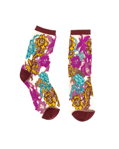 Gem Garden Sheer Crew Socks