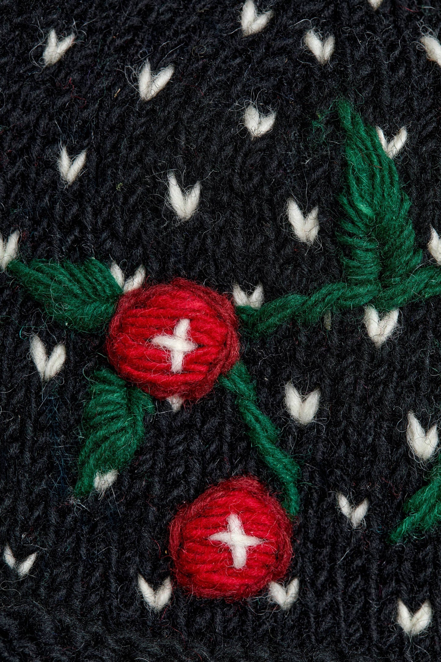 Cherries Noir Knit Mittens