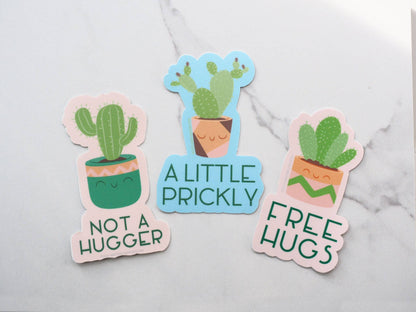 Not a Hugger Cute Cactus Sticker, Funny House Plant Decals