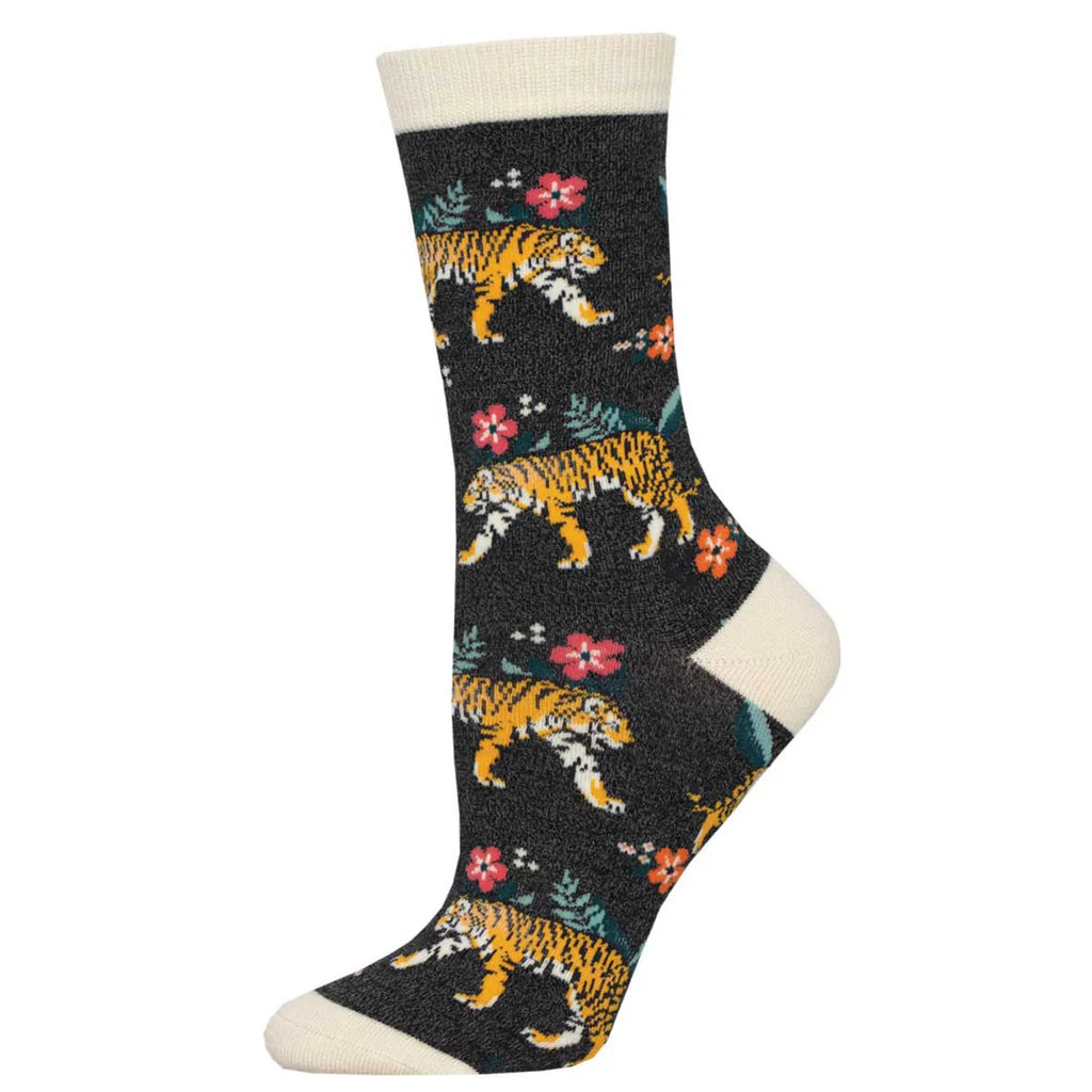TIGER FLORAL WOMEN'S CREW SOCKS
