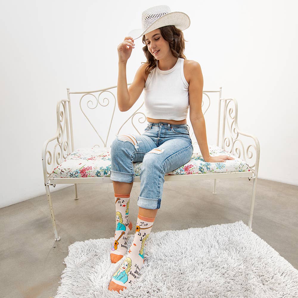 Just Keep 'em Women's Jolene Dolly Parton Cotton Crew Socks