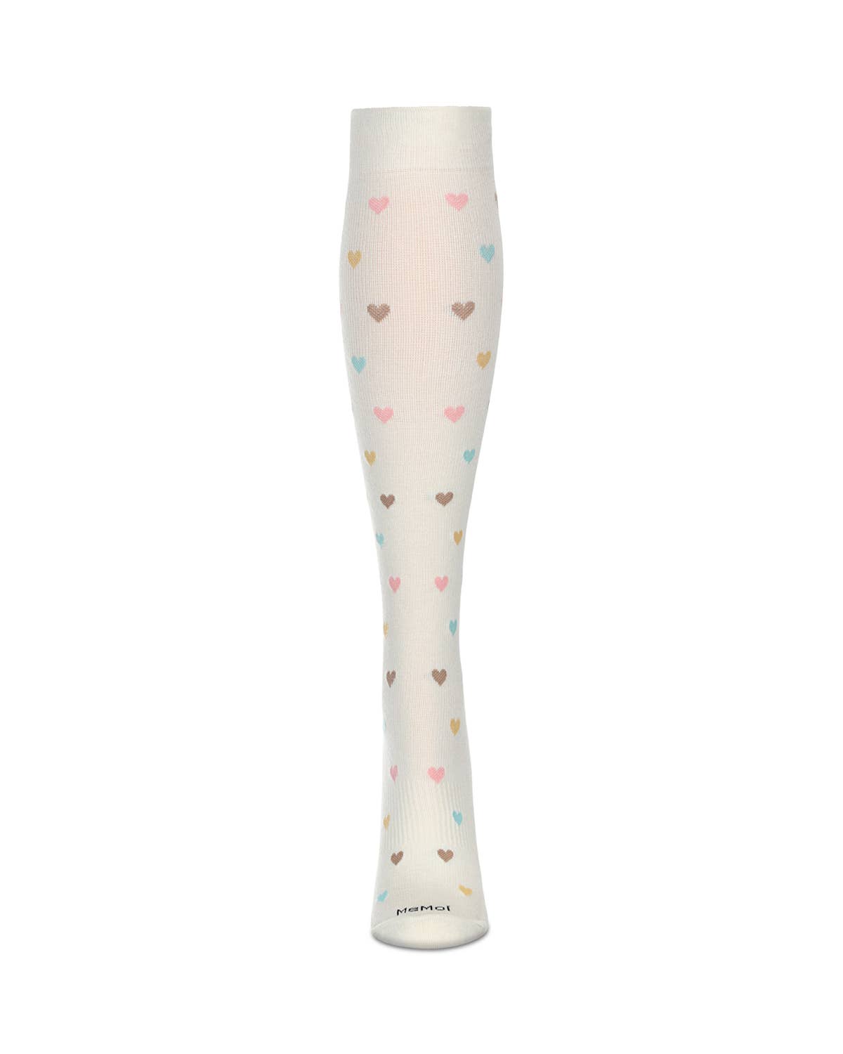 WOMEN'S MULTICOLOR HEARTS BAMBOO BLEND 8-15MMHG GRADUATED COMPRESSION SOCKS