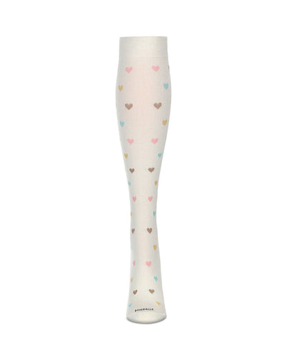 WOMEN'S MULTICOLOR HEARTS BAMBOO BLEND 8-15MMHG GRADUATED COMPRESSION SOCKS