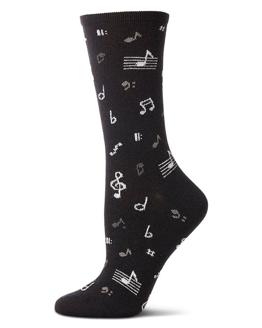 WOMEN'S MUSICAL NOTES CASHMERE BLEND CREW SOCKS