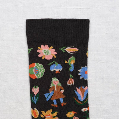 FAUX BLACK TAPESTRY CREW SOCKS