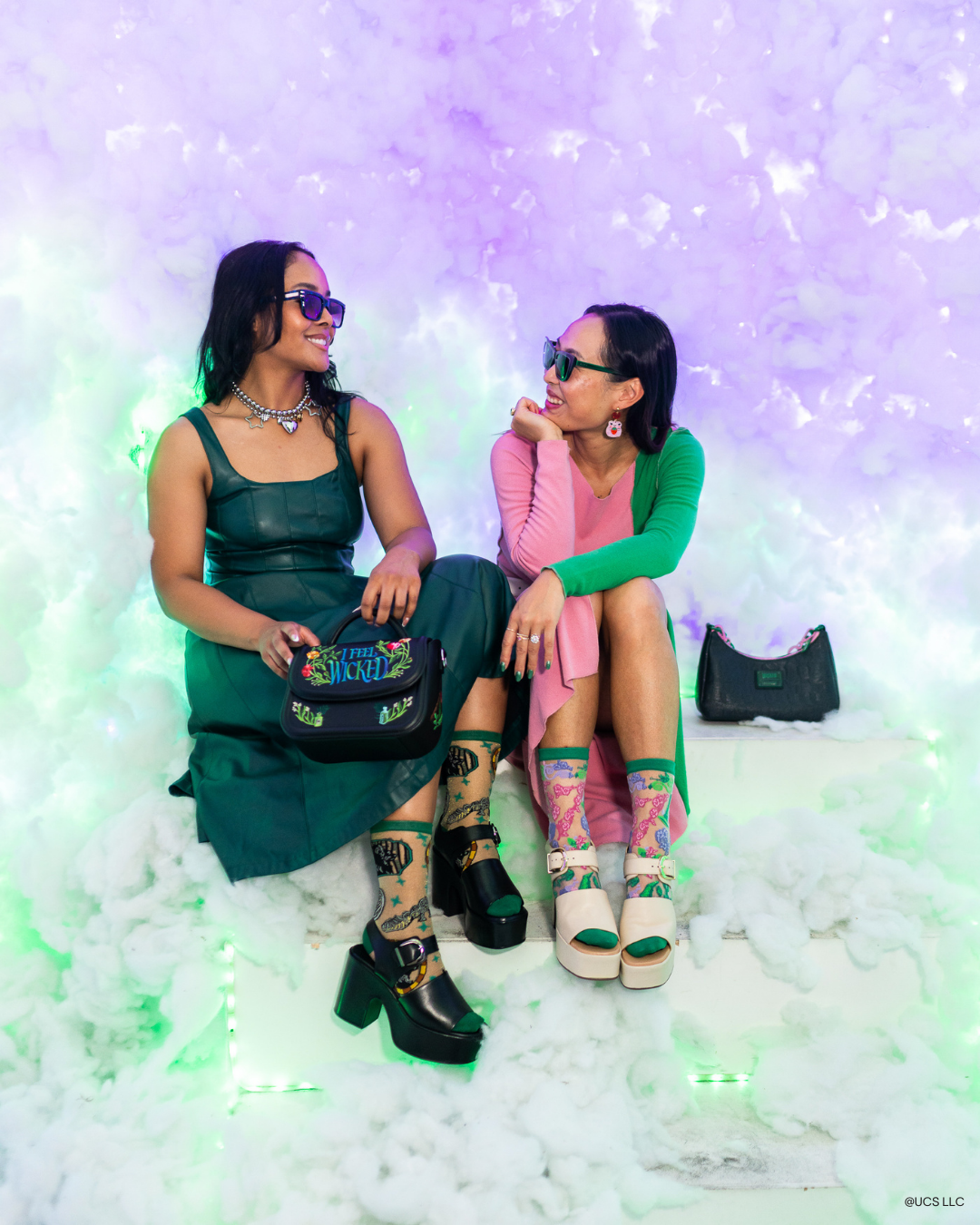 Wicked For Good Floral Sheer Crew Socks