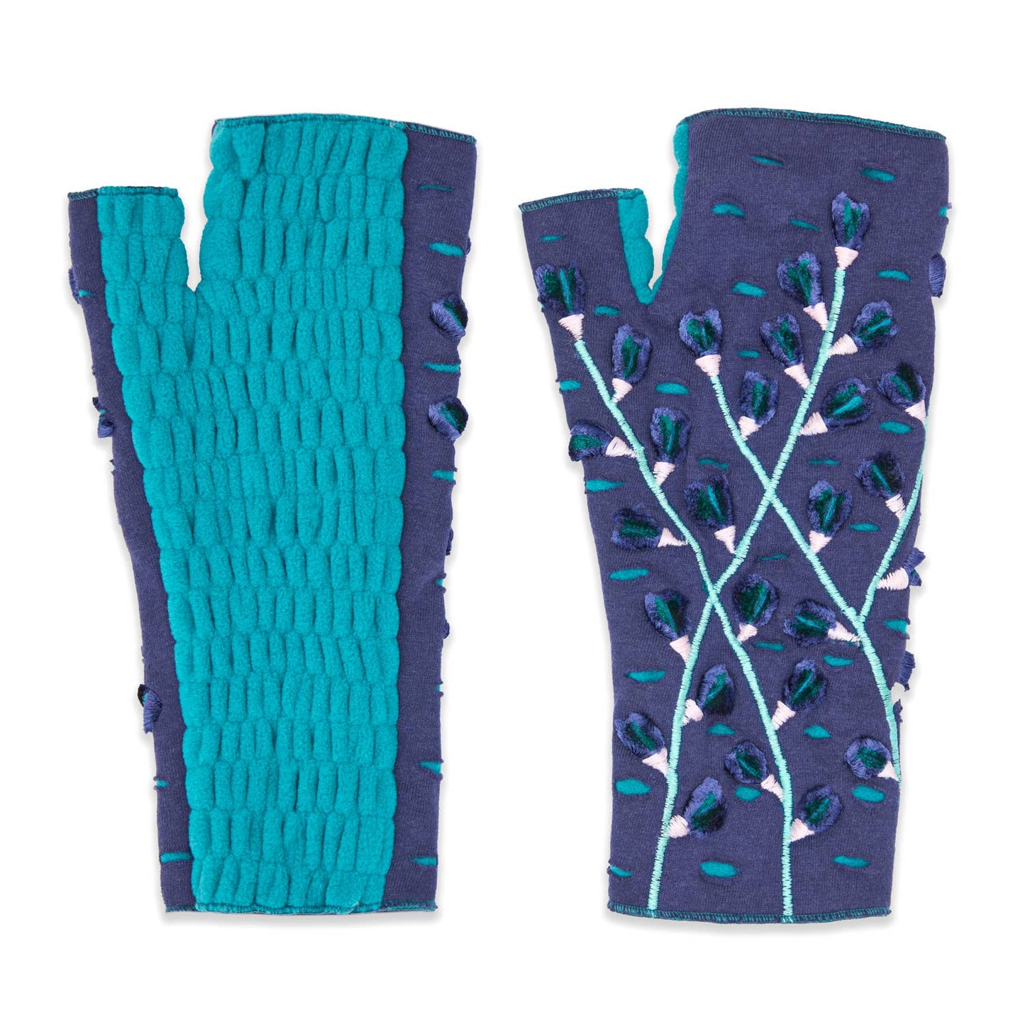 Azalea Twilight Fingerless Fleece Gloves | Knit Gloves