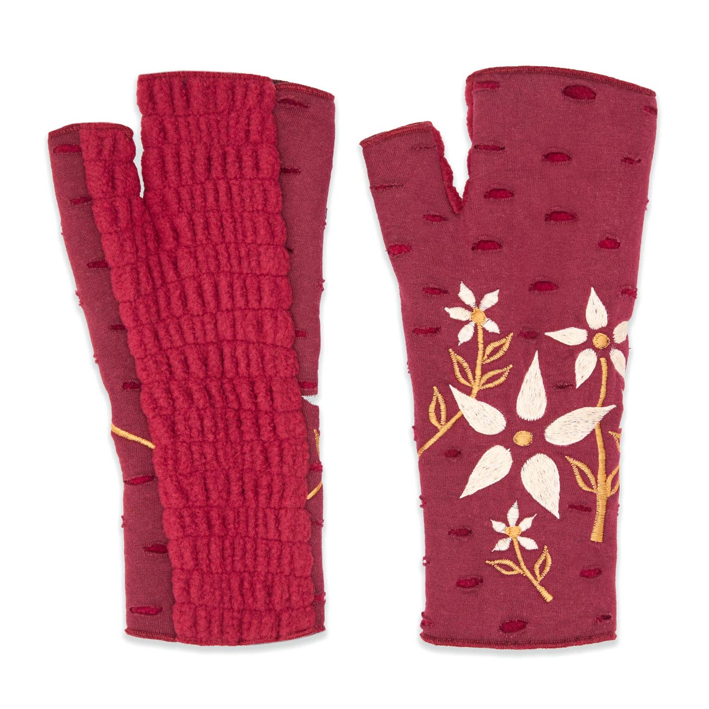 Viola Bordeaux Fingerless Fleece Gloves | Knit Gloves