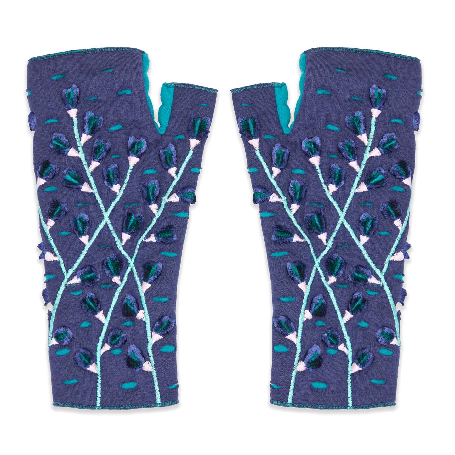 Azalea Twilight Fingerless Fleece Gloves | Knit Gloves