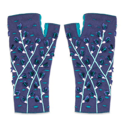 Azalea Twilight Fingerless Fleece Gloves | Knit Gloves
