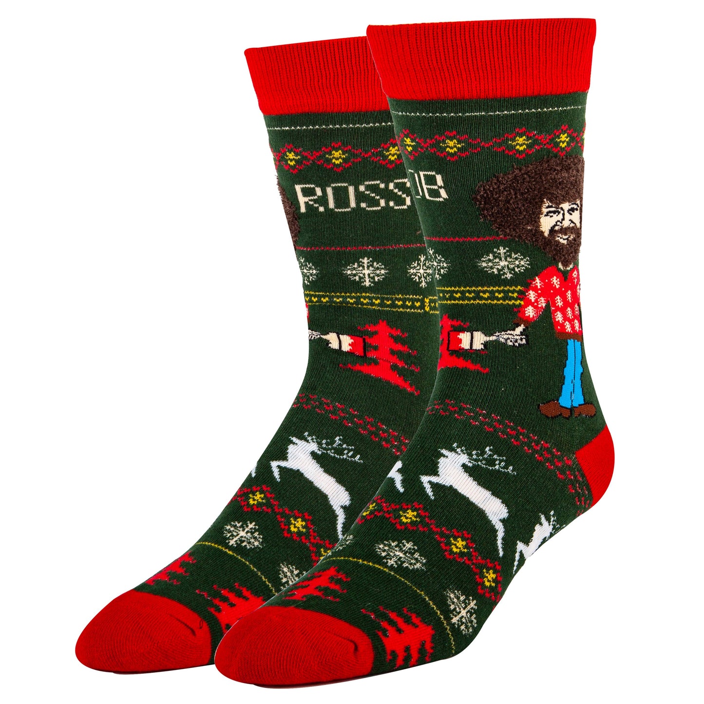 Tis The Season Bob Ross Men's Christmas Holiday Funny Crew Socks