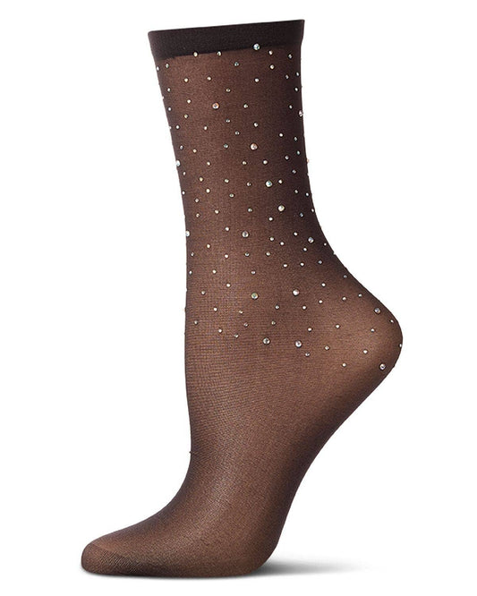 Women's All-Over Rhinestone Studded Sheer Crew Sock