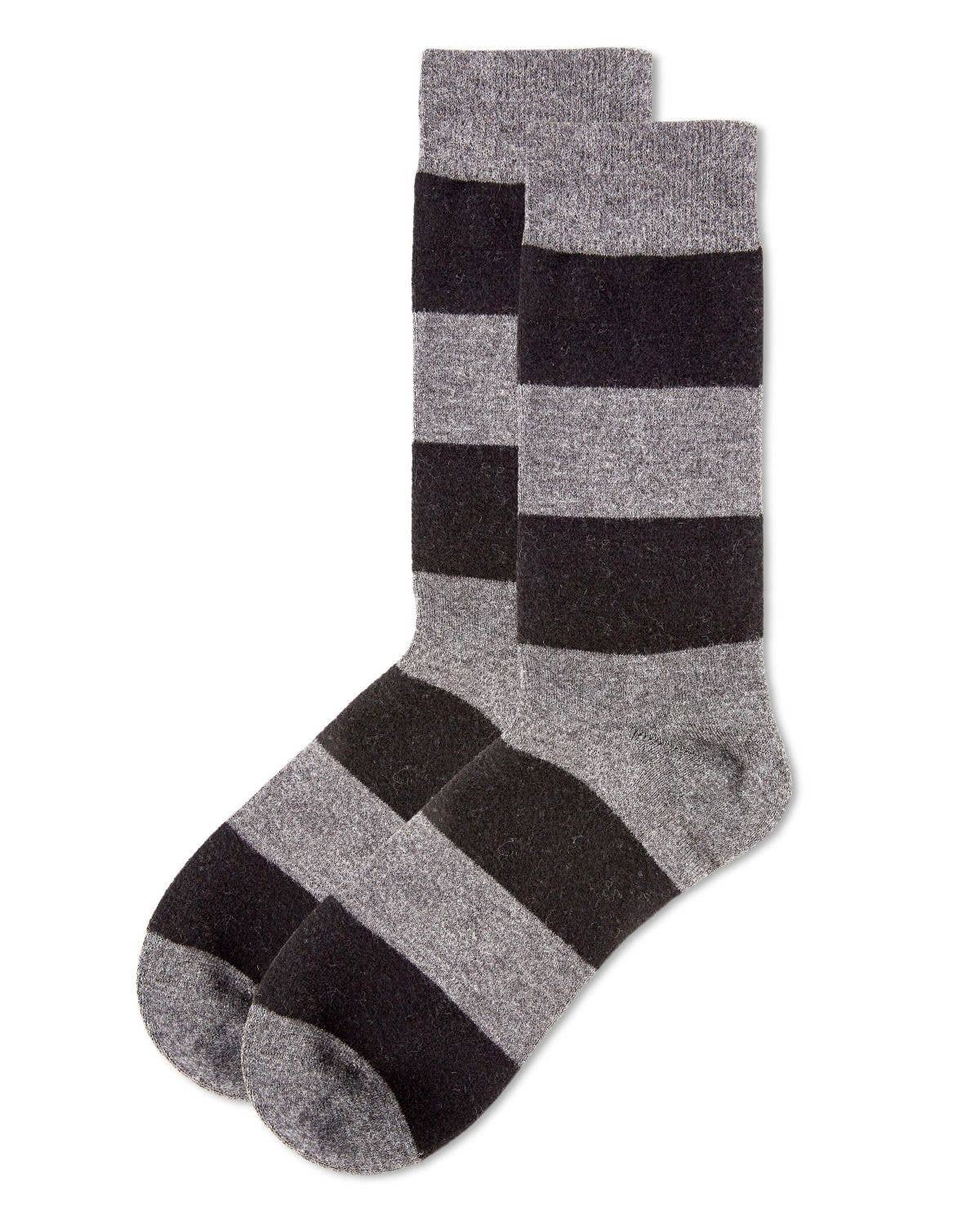 MEN'S STRIPED CASHMERE BLEND CREW SOCKS