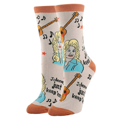 Just Keep 'em Women's Jolene Dolly Parton Cotton Crew Socks