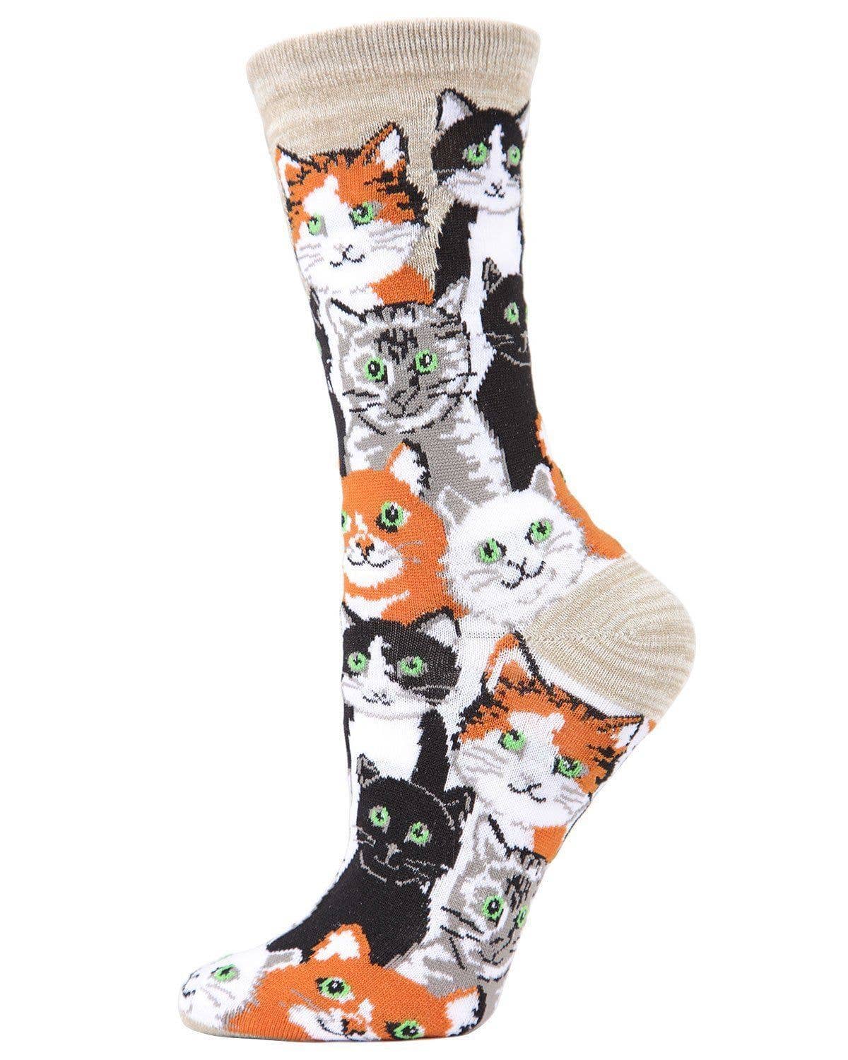 MULTI CAT CLUB BAMBOO BLEND CREW SOCKS