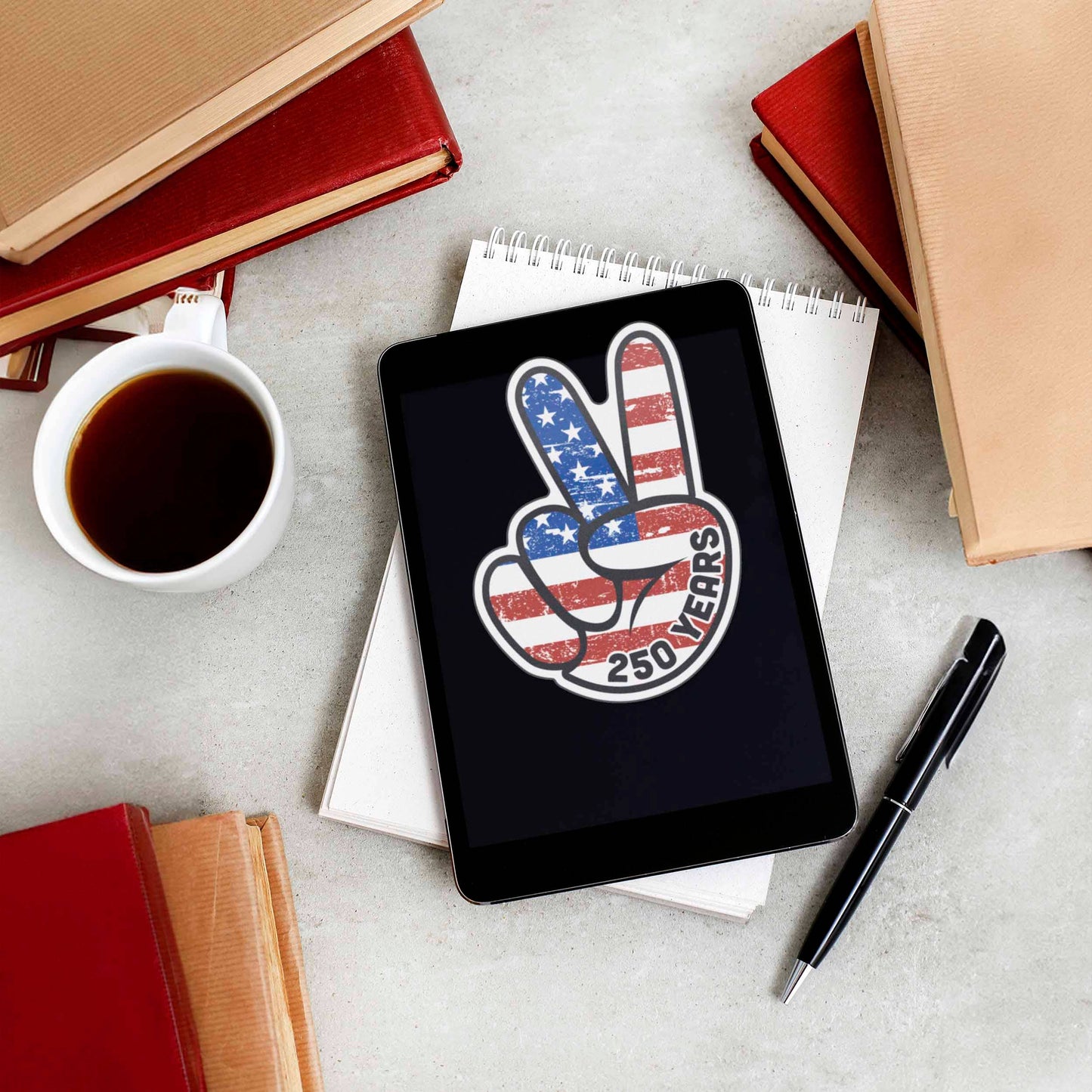 250th American Flag Peace Sign Sticker - Patriotic USA Decal