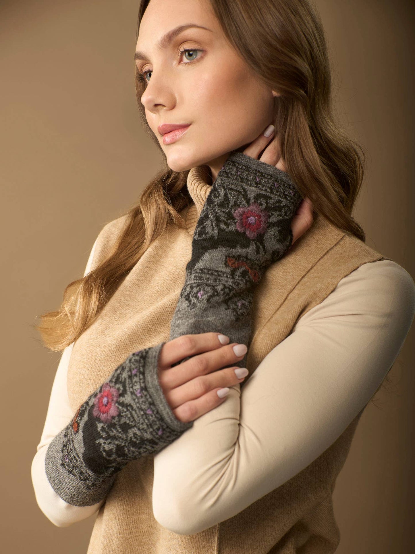 Isabela Alpaca Wrist Warmers | Hand Embroidery | Fall