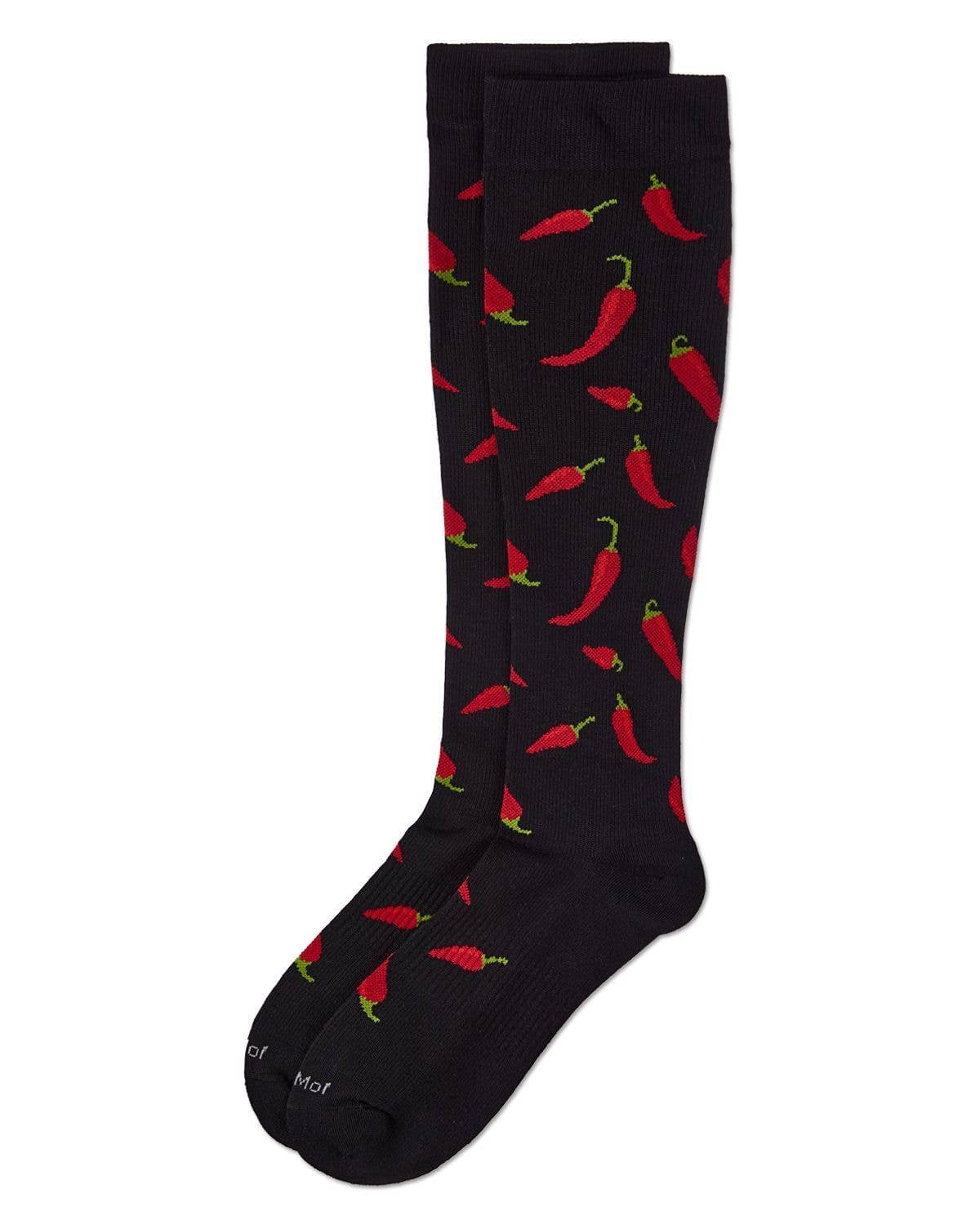CHILI PEPPER 8-15 MMHG GRADUATED UNISEX COTTON COMPRESSION SOCKS