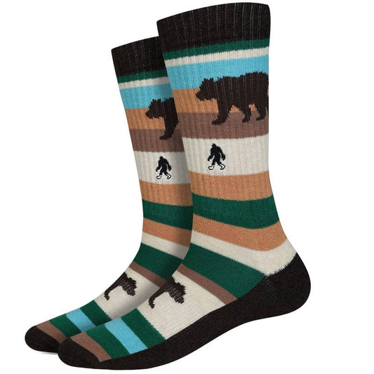 MEN'S ACTIVE BEAR STRIPE  COTTON CREW SOCKS