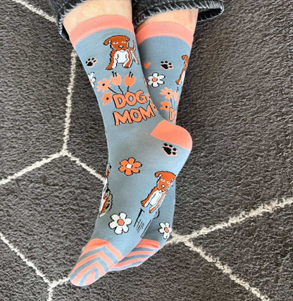 DOG MOM WOMEN'S COTTON CRERW SOCKS