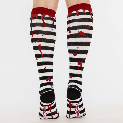 Sanguine Stripes Blood Spatter Knee High Socks