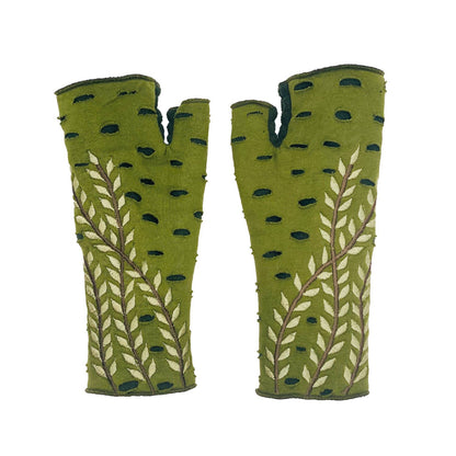 Trellis Fingerless Fleece Gloves | Cotton Jersey Gloves