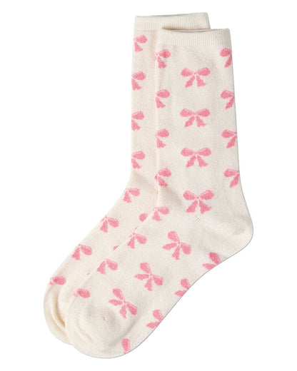WOMEN'S SOFT BOWS CASHMERE BLEND CREW SOCKS