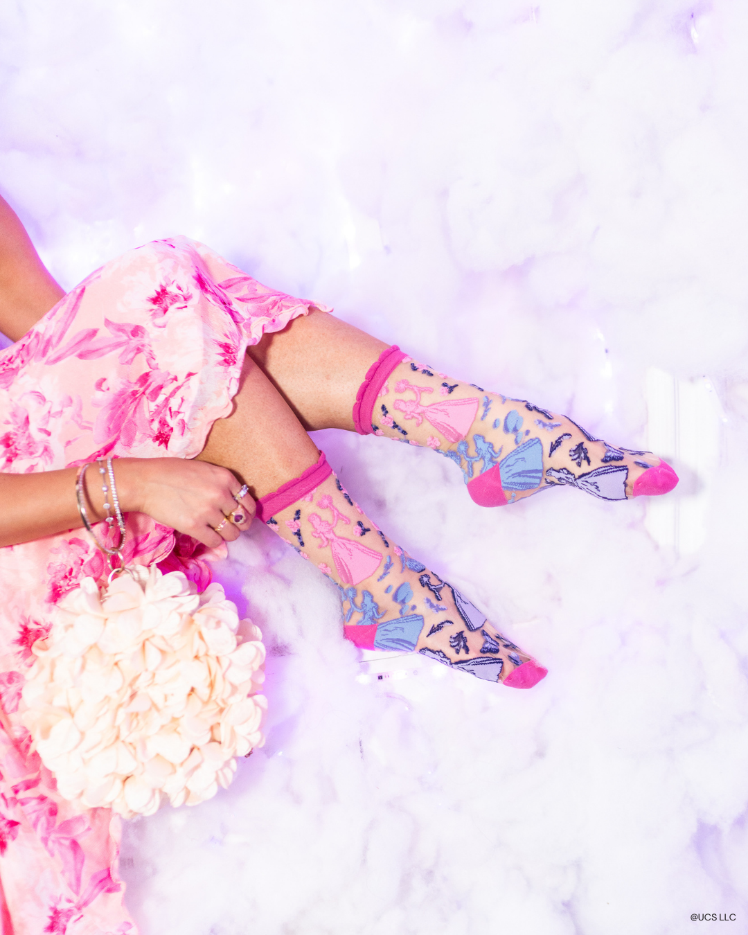 Wicked Glinda Silhouette Ruffle Sheer Crew Socks