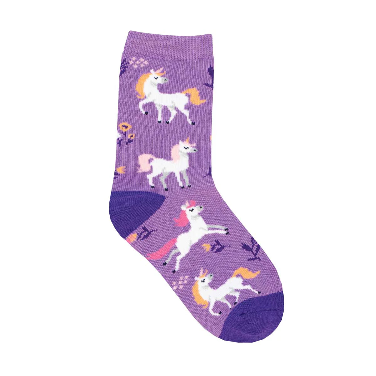 UNICORN FLOWERS KID'S COTTON CREW SOCKS
