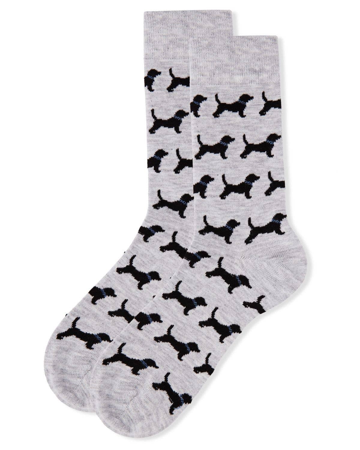 MEN'S BLACK LABRADOR RETRIEVER CASHMERE BLEND CREW SOCKS