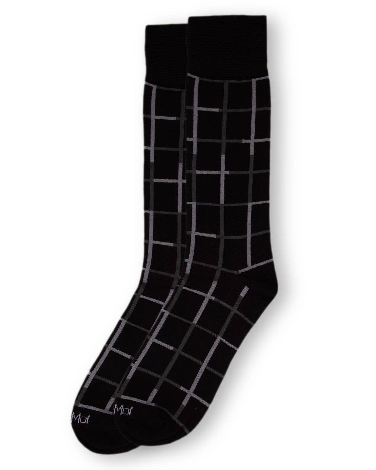 MEN'S WINDOWPANE BAMBOO DRESS CREW SOCKS