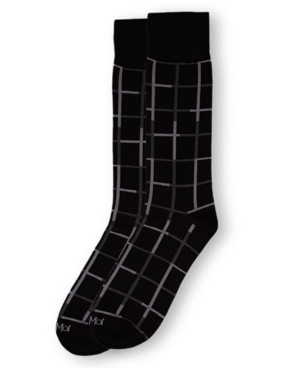 MEN'S WINDOWPANE BAMBOO DRESS CREW SOCKS