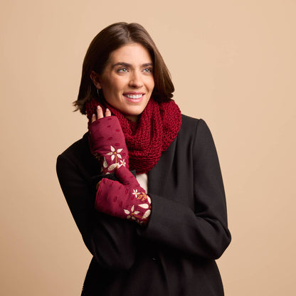 Viola Bordeaux Fingerless Fleece Gloves | Knit Gloves