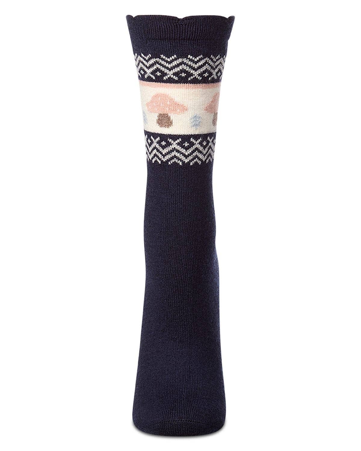 Women's Mushroom Fairisle Cashmere Crew Socks