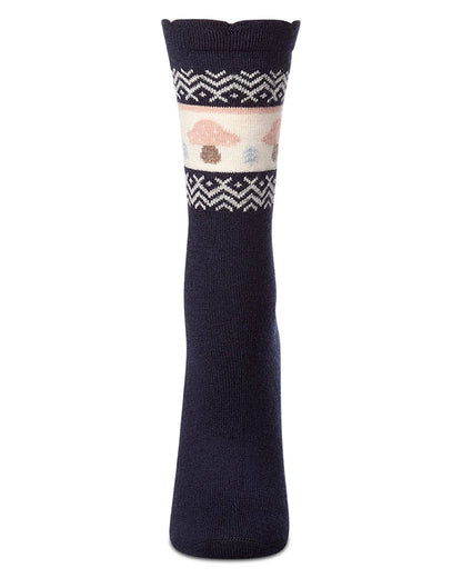 Women's Mushroom Fairisle Cashmere Crew Socks