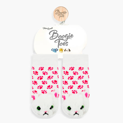White Furball Cat Boogie Toes Rattle Socks