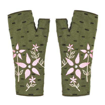 Viola Garden Fingerless Fleece Gloves | Knit Gloves