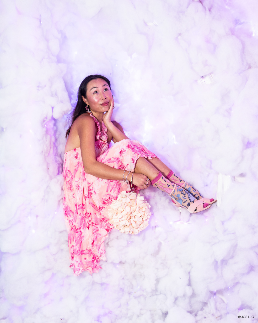 Wicked Glinda Silhouette Ruffle Sheer Crew Socks