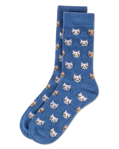 MEN'S CAT FACE CASHMERE BLEND CREW SOCKS