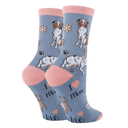 DOG MOM WOMEN'S COTTON CRERW SOCKS