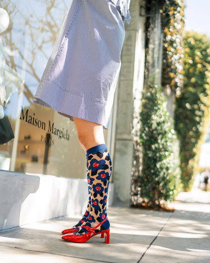 Bold Blue Sheer Knee High Socks