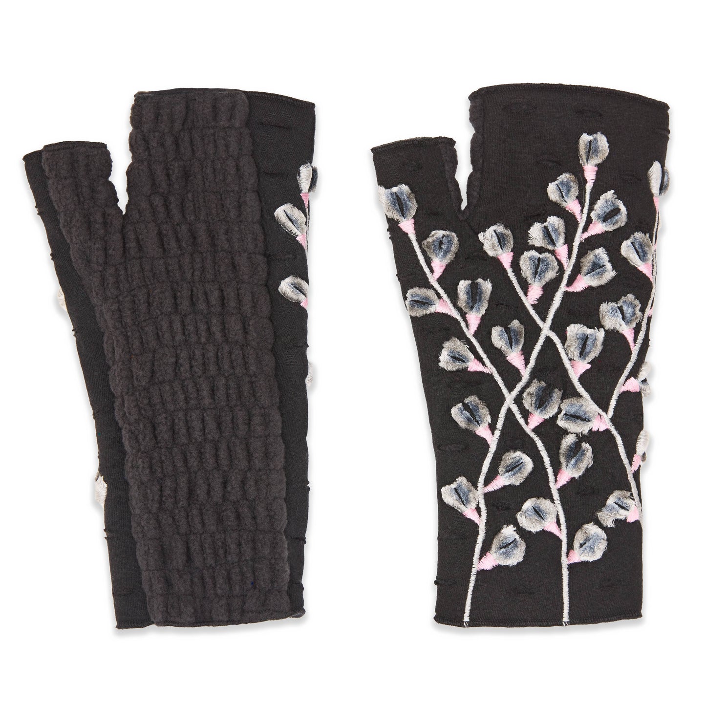 Azalea Noir Fingerless Fleece Gloves | Knit Gloves