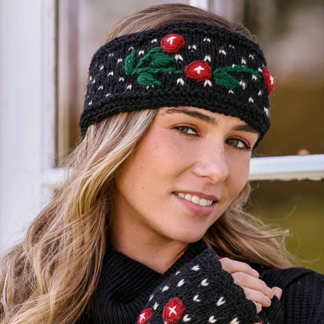 Cherries Noir Knit Headband
