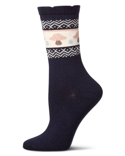 Women's Mushroom Fairisle Cashmere Crew Socks