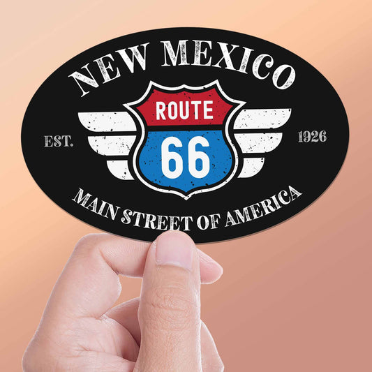New Mexico Route 66 Sticker - NM Black Oval Decal