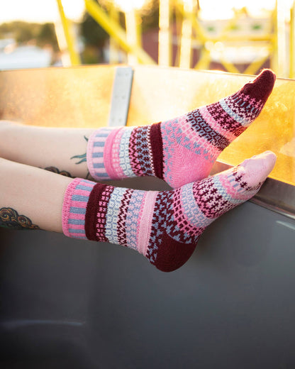 Valentine's Day Cotton Crew Socks - Alpenrose Crew Socks