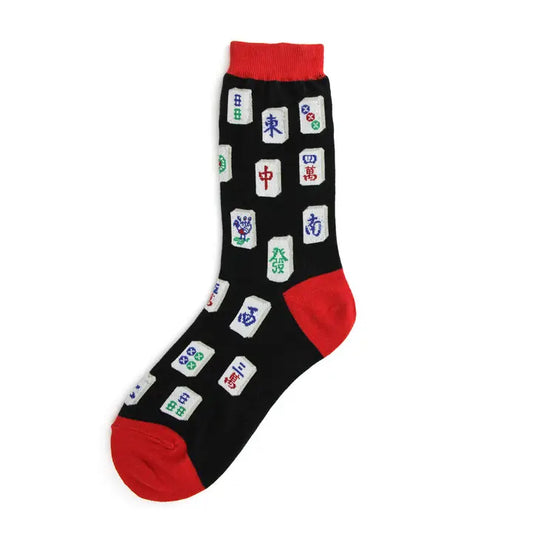 MAHJONG WOMEN'S COTTON CREW SOCKS