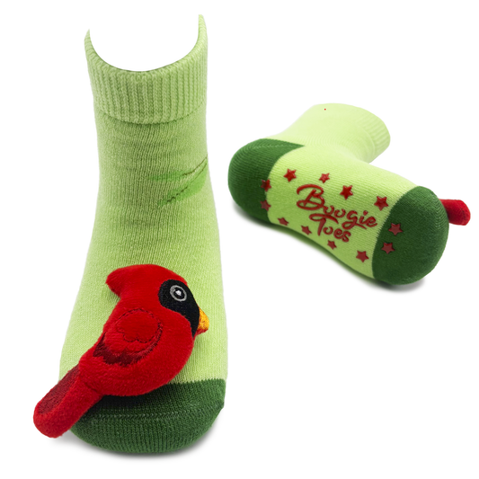 Red Cardinal Bird Boogie Toes Rattle Socks