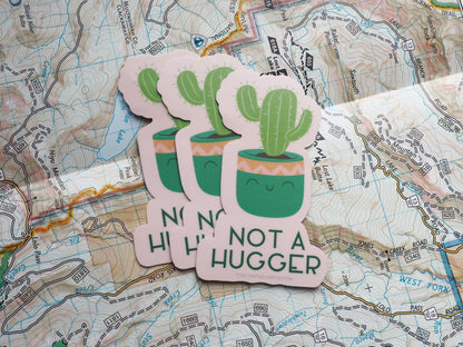 Not a Hugger Cute Cactus Sticker, Funny House Plant Decals