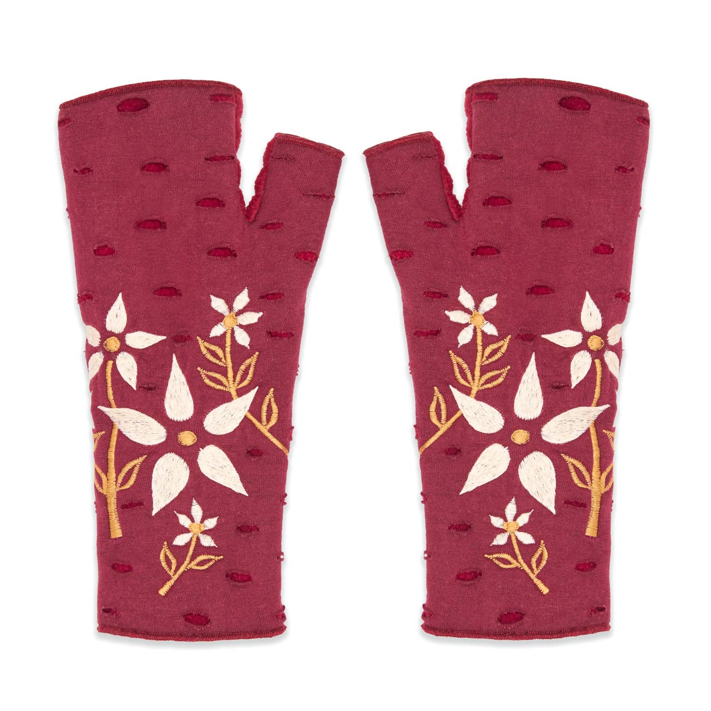 Viola Bordeaux Fingerless Fleece Gloves | Knit Gloves